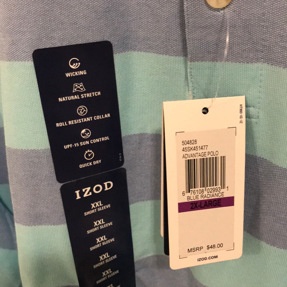 LAST CHANCE! NWT Izod pastel striped men’s polo - Picture 3 of 3